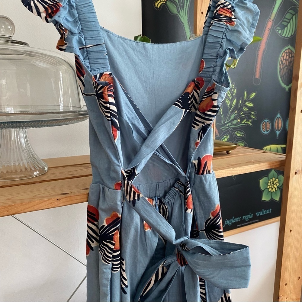 Anthropologie Bel Kazan Blue Red Floral Evie Jumpsuit XS - Picture 9 of 16